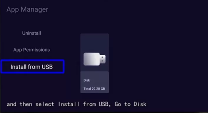 Select Install from USB to stream Xtremity IPTV