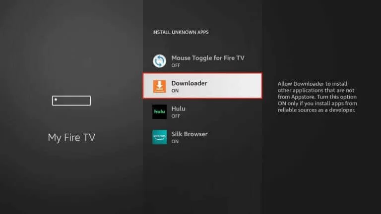 Enable Downloader to install CatchON TV