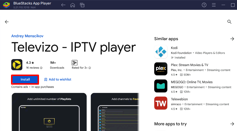 Download Televizo IPTV Player to stream Stream TV Universe on Windows/Mac