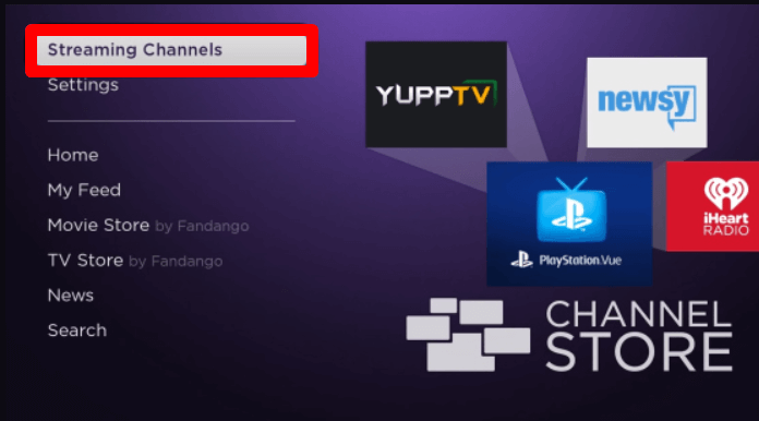 Tap on Streaming Channels option